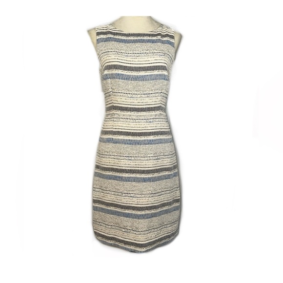 Ann Taylor Dresses & Skirts - Ann Taylor Ann Taylor Sleeveless Sheath Blue Ivory Stripe Dress NWT (10p)
